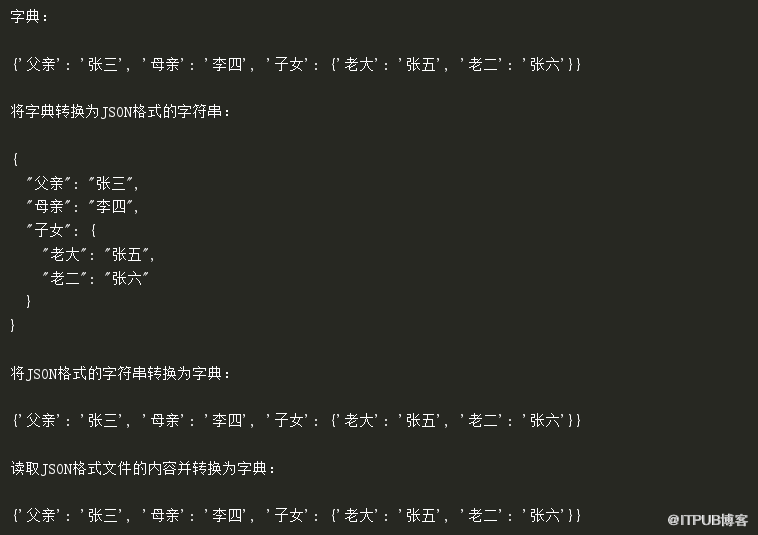 Python字典格式与JSON格式的相互转换
