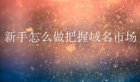 新手怎么做把握域名市场？有什么方法？