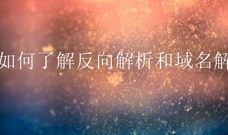 要如何了解反向解析和域名解析？新手该怎么去操作？