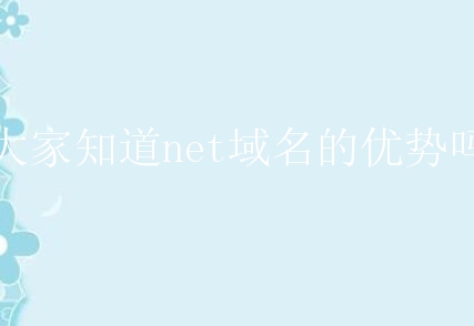 大家知道net域名的优势吗？有什么特殊的？