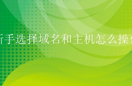 新手选择域名和主机怎么操作？有什么方法？