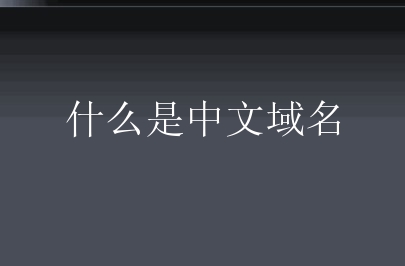 什么是中文域名？如何理解中文域名呢？